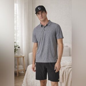 Vuori Strato Tech Polo Gray Heather Performance Stretch Shirt Men’s L Athleisure